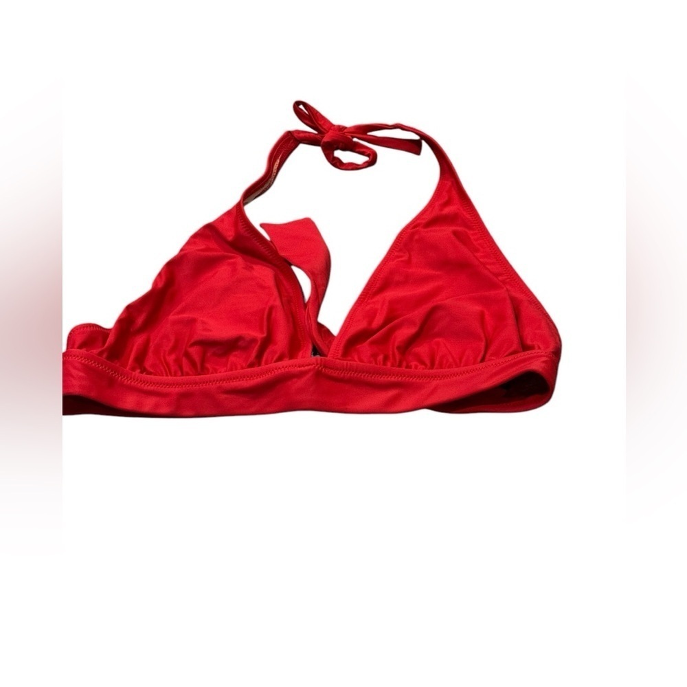NWT Vibrant Red Halter Bikini Top J Crew JCrew BY633 Medium